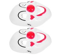 GARIOUANS 2pcs Red Heart Clown Face Mask Prop Full Face Plastic Masquerade Cosplay Accessory for Halloween Party and Dress-up Play