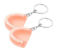 GARIOUANS 2pcs Resin Halloween Denture Keychains, 3d Horror Fake Teeth Pendant Key Ring Set, Punk Handbag Ornament for Adult Halloween Party Favors and Spooky Decoration