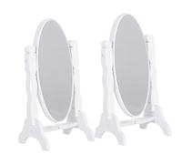 GARIOUANS 2pcs Scale Freestanding Dollhouse Accessories White Retro Standing Dressing Mirror for Dollhouse Furniture and Craft Decor