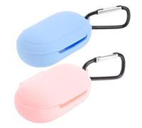 GARIOUANS 2pcs Silicone Wireless Earphone Case Cover with Metal Buckle Impact Resistant Protective Silicone Shell for Plus Portable Pink and Sky Headset Protector Compatible with Charging