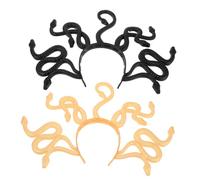GARIOUANS 2pcs Soft Lightweight Snake Headband with Realistic Medusa Design Comfortable Cosplay Headpiece for Womens Halloween Party Costume Accessories Black and Gold