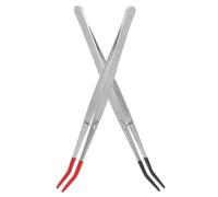 GARIOUANS 2Pcs Stainless Steel Stamp Tweezers with Bent Tips Lightweight Durable Crafting Tongs for Stamp Collecting Jewelry Electronics and Precision Work Non Magnetic Design