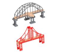 GARIOUANS 2pcs Train Bridges DIY Track Accessories for Model Railroads Red and Gray Decorative Bridge with Supports Compatible Educational Train Track for Boys