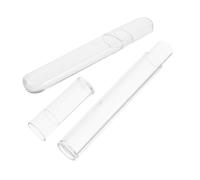 GARIOUANS 2pcs Transparent Eyelash Storage Case with Cap Durable Clear Round and Oval Tube Organizer for Tweezers and Makeup Brushes Portable Small Box for Travel and Home Use