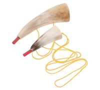 GARIOUANS 2pcs Viking War Blowing Horns Lightweight Ox Horn Instruments with Authentic Viking Inspired Ram Design for Halloween Festivals and Pirate Cosplay Props
