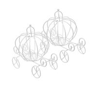 GARIOUANS 2Pcs Wedding Candy Box Pumpkin Cart Shape White Metal Candy Packaging Box for Halloween Christmas Thanksgiving Party Decorations