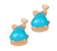 GARIOUANS 2Pcs Wooden Musical Castanet Fish Shape Bright Color Early Learning Preschool Instrument for Auditory Development and Brain Stimulation