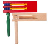 GARIOUANS 2Pcs Wooden Ratchet Soundboards Musical Instrument Double Colorful Single Natural Wood Handheld Sound Maker for Family Music Groups