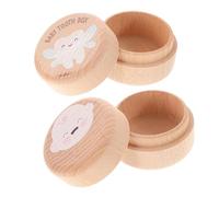 GARIOUANS 2pcs Wooden Tooth Keepsake Box Round Solid Wood Tooth Holder for Boys Lost Storage Commemorative Trinket Box