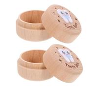 GARIOUANS 2pcs Wooden Tooth Storage Box for Baby Boy Girl - Safe Modern Keepsake Container for Deciduous Hair Locks