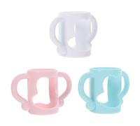 GARIOUANS 3 pcs Silicone Bottle Handles Soft Grip Feeding Bottle for Narrow Neck Detachable in White Blue Pink