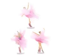 GARIOUANS 3 Sets Ballerina Girl Ornaments Ballerina Cake Decor Dancer Girl Cupcake Toppers Ballet Cupcake Toppers Statue Pink Pvc