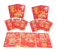 GARIOUANS 30Pcs Chinese Year Red Envelopes Medium Short Lucky Money Pockets with Auspicious Chinese Characters and Patterns Sturdy Coated Paper for Spring Festival Wedding Birthday