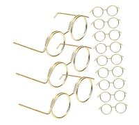GARIOUANS 30pcs Dollhouse Decor Glasses Mini Wire Doll Glasses Dollhouse Eyewear Wire Eyeglasses for Crafts Circle Miniature Doll Small Round Golden