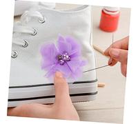 GARIOUANS 30Pcs Light Purple Rhinestone Pearl Chiffon Craft Flowers for Sewing DIY Dressmaking Headbands Party Decorations Appliques for Clothing and Accessories