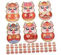 GARIOUANS 30pcs Lunar Year Red Envelopes Mixed Style Chinese Dragon Money Packets Creative Cartoon Patterns for Festival Wedding Prosperity Blessings Bags