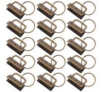 GARIOUANS 30pcs Metal Webbing Strap End Clamps with Split Key Rings Key Fob Hardware Kit for DIY Wristlet Keychains Purse Making Fit for Bags and Lanyards