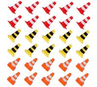 GARIOUANS 30Pcs Mini Traffic Cones Educational Plastic Roadblocks Model Traffic Signs for Learning Road Safety and Symbol Recognition Includes Red Yellow Orange Cones for Interactive Play