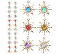 GARIOUANS 30pcs Zinc Alloy Flower Charms Pendants for Jewelry Making Realistic Baroque Sunflower Dangle Drops Mixed Transparent Colors for Earrings Bracelets Necklaces DIY Craft