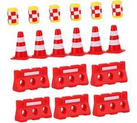 GARIOUANS 36pcs Educational Traffic Signs for Includes Red Cones Water Barricades Yellow Crash Buckets Interactive Road Barrier Learning for Childrens Imaginative Play and Traffic Safety