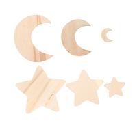 GARIOUANS 36Pcs Unfinished Wooden Moon and Star Cutouts for DIY Crafts Painting Decorations Party Embellishments Home Decor Craft Supplies