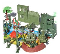 GARIOUANS 37pcs Military Soldier Playset Sand Table Model DIY Scene Kit with Tanks Aircraft Flags Accessories for Imaginative Role Play and Party