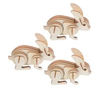 GARIOUANS 3pcs DIY Wooden Rabbit Model Puzzle Kit for Adults Animal Craft for Coloring and Assembly Enhances Fine Motor Skills and Creativity Educational Nature Art