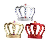 GARIOUANS 3pcs Elegant Party Crown Headwear for Adults Comfortable Soft Material King Crowns in Gold Red Silver for Festival Stage Performance and Dress Up