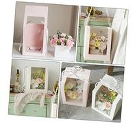 GARIOUANS 3pcs Large Portable Flower Packing Boxes with Clear Window PVC Transparent Square Storage Containers for Gifts Suitable for Birthday Wedding Party and Home Use