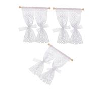 GARIOUANS 3pcs Miniature Lace Curtain Model Set for Dollhouse, Tiny House Window Accessories with Daisy Pattern, Mini Doll House Curtains for Dollhouse Décor and Photography Props