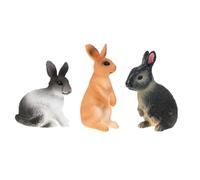 GARIOUANS 3pcs Simulation Rabbit Model for Lifelike Bunny Figurines in Yellow Gray Black Educational Animal Ornaments for Early Development and Desktop Decoration