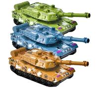 GARIOUANS 3Pcs Simulation Tank Pull Back Vehicle Models for Educational Desktop Decor Tanks Yellow Green Blue for Birthdays Holidays