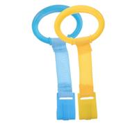GARIOUANS 4 pcs Pull Rings for Crib Walking Exercise Rings Cot Hanging Grip with Smooth Rounded Edges Safe Nylon Plastic for Standing Support Yellow Blue