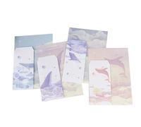 GARIOUANS 4 Sets Chinese Style Note Paper Vintage Antique Writing Paper with Cartoon Whale Patterns Smooth Texture Stationery for Letters Notes and Correspondence