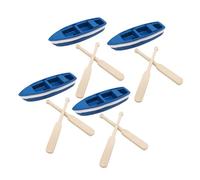 GARIOUANS 4 Sets Wooden Oar Miniature Boats DIY Materials Coastal Decor Nautical Decoration Kit for Home Fairy Garden and Ocean Crafts with Handmade Micro Landscape Ornaments