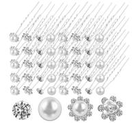 GARIOUANS 40pcs Rhinestone Hair Clips for Women U Shaped Hair Fork Pins with Artificial Pearl Comfortable to Wear for Weddings and Formal Affairs Versatile Styling with Classic