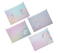 GARIOUANS 4pcs Document Holders Multipurpose Zip Pouches for Travel and Office Storage Portable Plastic File Bags for Papers and Study Materials Creative Pattern Organizer