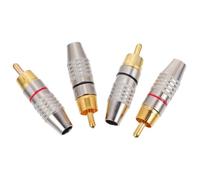 GARIOUANS 4pcs Gold Plated Rca Speaker Plugs Audio Connector Adapter Shell for and Hi-fi Sound Systems with Rings