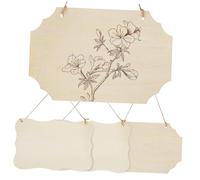 GARIOUANS 4pcs Hanging Blank Wood Signs with Pre Drilled Unfinished Decorative Wooden Plates for Door Wall Business Branding DIY Painting and Crafting Mixed Shapes for Home and Outdoor Decor