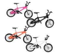 GARIOUANS 4pcs Mini Finger Mountain Bike Model Alloy Racing Bicycle Simulation with Black White Pink Orange for Desktop Display and Finger Racing Games