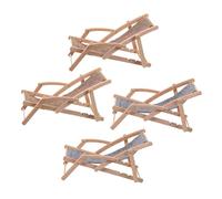 GARIOUANS 4pcs Miniature Beach Chair Dollhouse Accessories Summer Themed Realistic Chairs Coastal Decor for Display Cabinets and Vacation Inspired Scenes