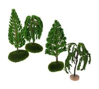 GARIOUANS 4Pcs Miniature Model Trees for Diorama and Train Scenery, Plastic Mixed Greenery Set with Pine, Cherry Blossom and Bonsai, Suitable for Architectural Models and Fairy Garden Crafts