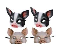 GARIOUANS 4pcs Pig Masquerade Party Masks Half Face Animal Carnival Costume Props Breathable Lightweight for Halloween Easter Christmas Cosplay