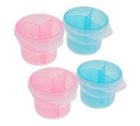 GARIOUANS 4pcs Rotating Milk Powder Containers Three Formula Dispensers with Large Capacity and Design for Travel and Outdoor Use Assorted Pink and Blue