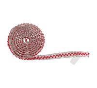 GARIOUANS 4pcs Self-Adhesive Rhinestone Ribbon Strips with Pearls for DIY Crafts and Wedding Invitation Decor, Flexible Abs Material, 3mm Wide, Suitable for Scrapbook and Bouquet Wraps