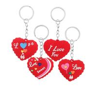 GARIOUANS 4pcs Soft Silicone Red Rose Heart Keychain Romantic Couple Ornament DIY Valentines Craft Women Bags Backpack Pendant Decoration