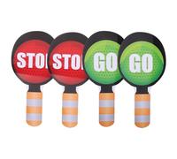 GARIOUANS 4pcs Traffic Stop Go Sign Double Sided Red Green Handheld Stop Paddle for Classroom Safety Education Interactive Road Signs for Home School Use