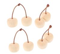 GARIOUANS 4Pcs Unfinished Wooden Cherry Ornaments DIY Coloring Crafts Hand Paint Fruit Decorations for Home Garden Creative Wood Embellishments
