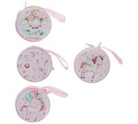 GARIOUANS 4pcs Unicorn Coin Bag Earphone Carry Cases Mini Storage Pouch Travel Carrying Pocket for Earbuds and Small Accessories, Mixed Patterns