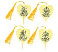 GARIOUANS 4Pcs Vintage Buddhist Metal Bookmarks Bodhi Leaf Veins Thin Lightweight Reading Tools with Zodiac Ox Tiger Akashagarbha Design for Book Decoration and Accessories
